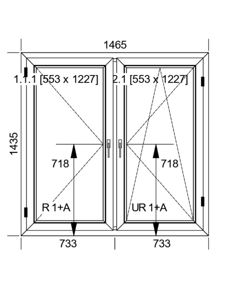 Okno PCV 146,5 x 143,5 cm Rozwierne |  Rozwierno-Uchylne Trzyszybowe Aluplast IDEAL 7000