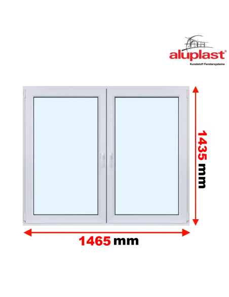Okno PCV 146,5 x 143,5 cm Rozwierne | Rozwierno-Uchylne Aluplast IDEAL 8000