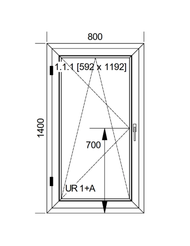 Okno PCV 80 x 140 cm Rozwierno-Uchylne Aluplast IDEAL 8000