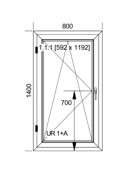 Okno PCV 80 x 140 cm Rozwierno-Uchylne Aluplast IDEAL 8000