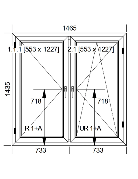 Okno PCV 146,5 x 143,5 cm Rozwierne | Rozwierno-Uchylne Aluplast IDEAL 8000