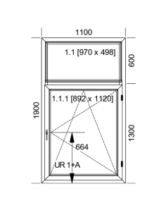 Okno PCV 110 x 190 cm Rozwierno-Uchylne z Naświetlem - Aluplast IDEAL 8000 2