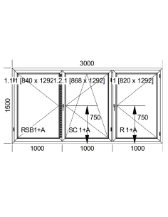 Okno PCV 300 x 150 cm Trzykwaterowe: R+RU+R - Aluplast IDEAL 8000 2