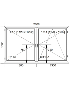 Okno PCV 260 x 150 cm Dwukwaterowe: Rozwierane + Rozwierno-uchylne Aluplast IDEAL 8000 2