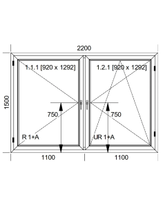Okno PCV 220 x 150 cm Dwukwaterowe: Rozwierane + Rozwierno-uchylne Aluplast IDEAL 8000 2