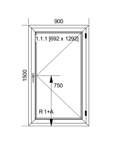 Okno PCV 90 x 150 cm Rozwierane Aluplast IDEAL 8000