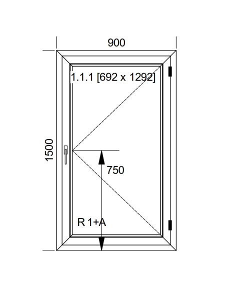 Okno PCV 90 x 150 cm Rozwierane Aluplast IDEAL 8000
