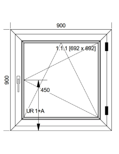 Okno PCV 90 x 90 cm Rozwierno-Uchylne Trzyszybowe Aluplast IDEAL 8000 2