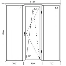 Drzwi balkonowe PCV  2100 x  2200