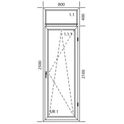 Drzwi balkonowe PCV 800 x 2500