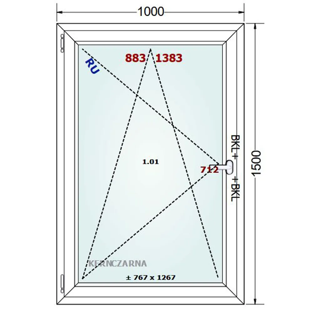 Schemat okna 50x50cm Gealan S 8000
