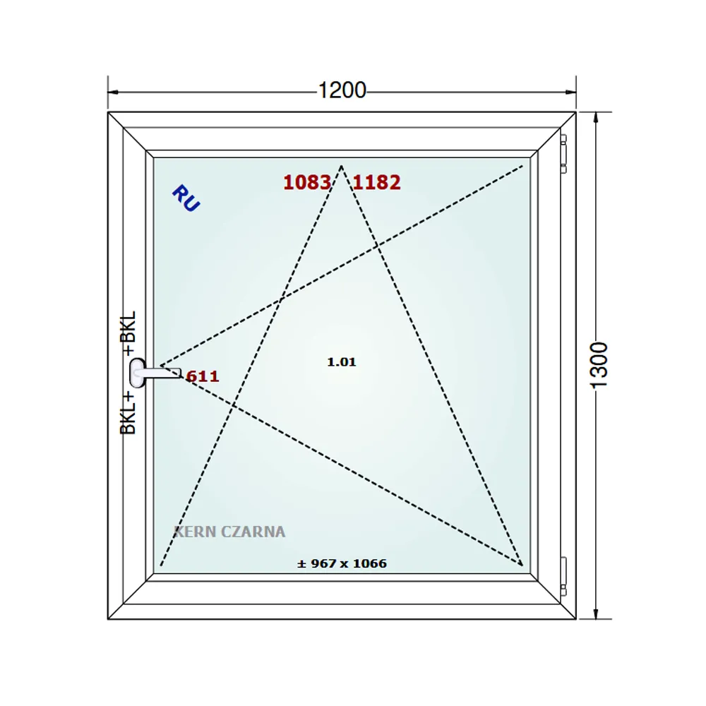 Schemat okna 50x50cm Gealan S 8000