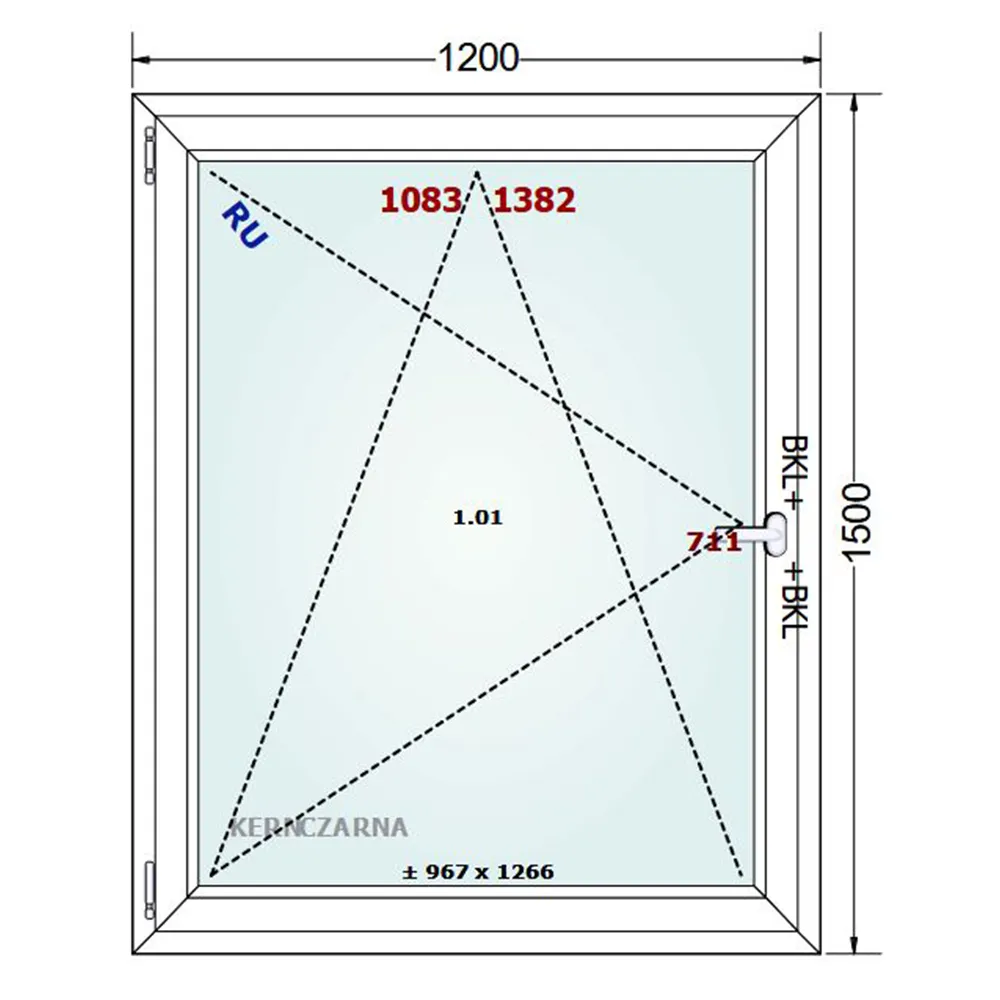 Schemat okna 50x50cm Gealan S 8000