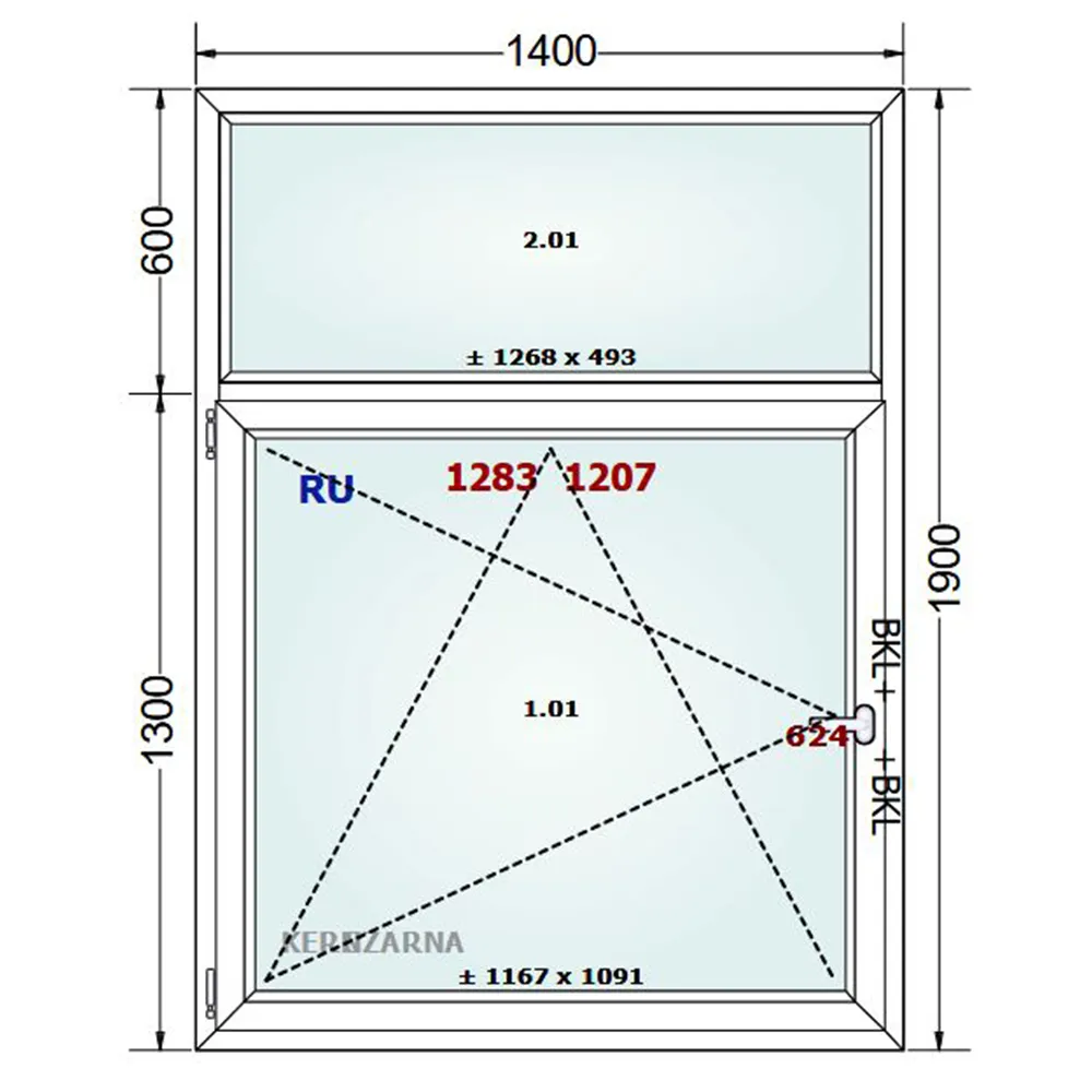 Schemat okna 50x50cm Gealan S 8000