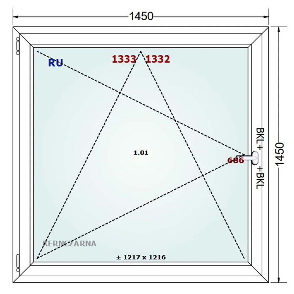 Schemat okna 50x50cm Gealan S 8000
