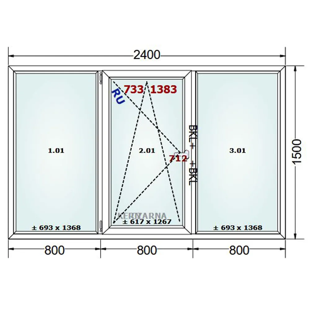 Schemat okna 50x50cm Gealan S 8000