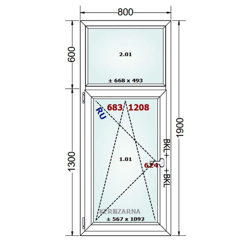 Schemat okna 50x50cm Gealan S 8000
