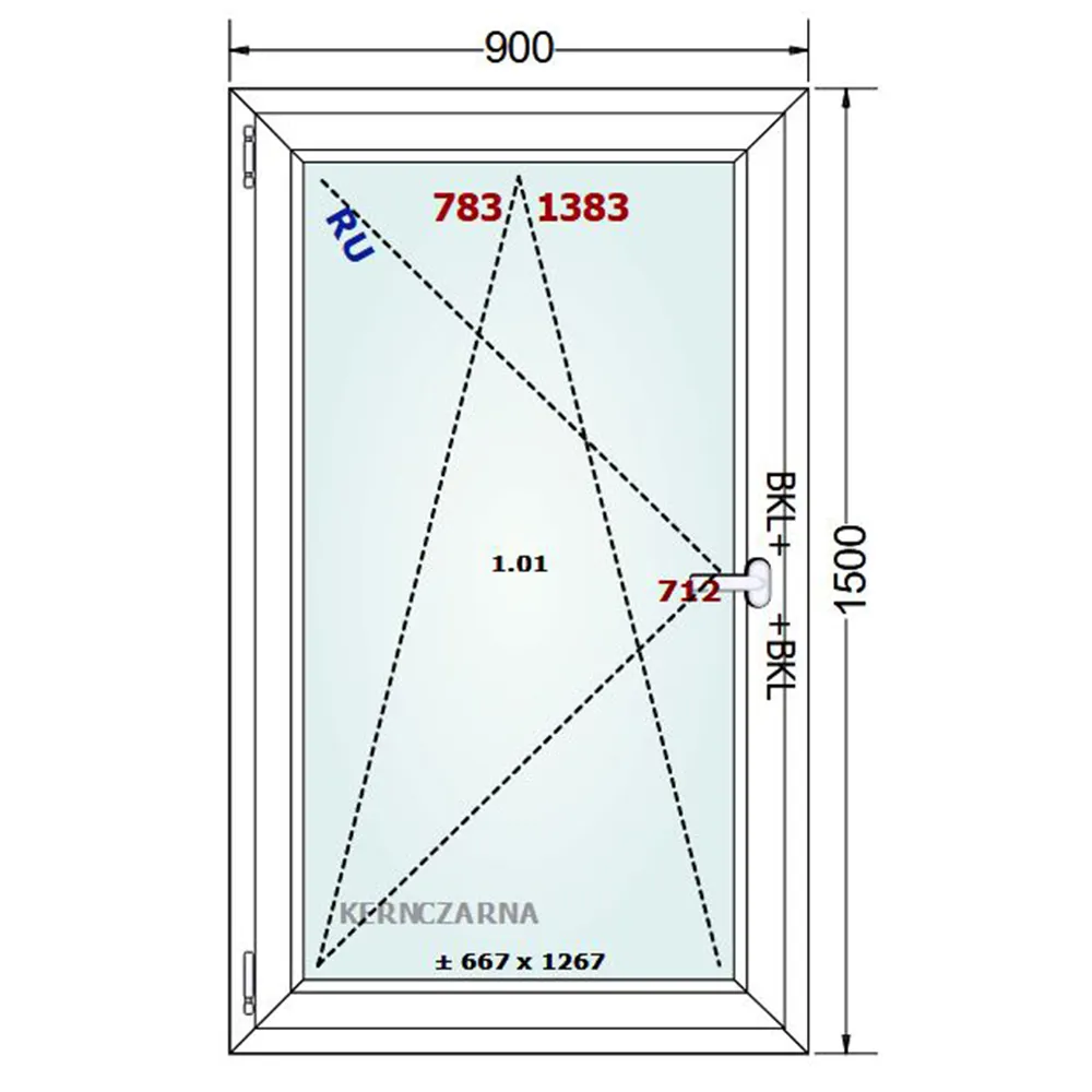Schemat okna 50x50cm Gealan S 8000