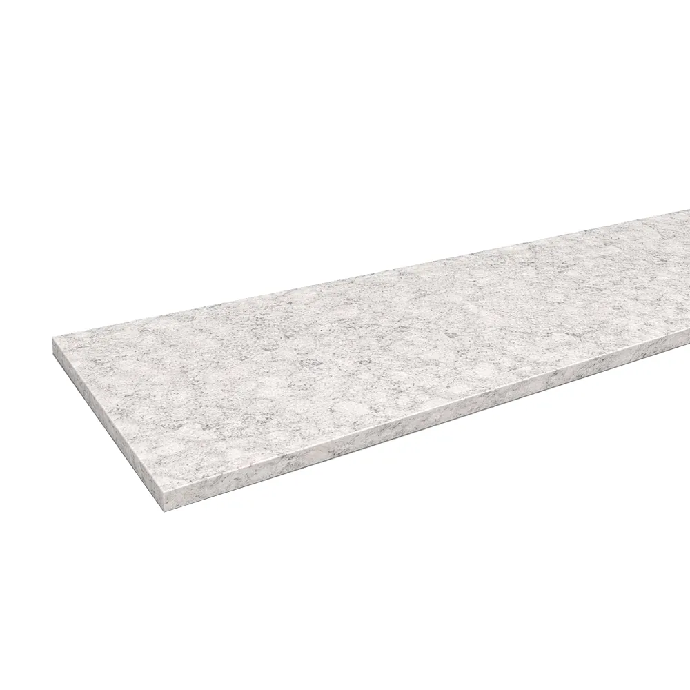 Parapet wewnętrzny z aglomarmuru w kolorze Misty White - widok produktu z danymi technicznymi.