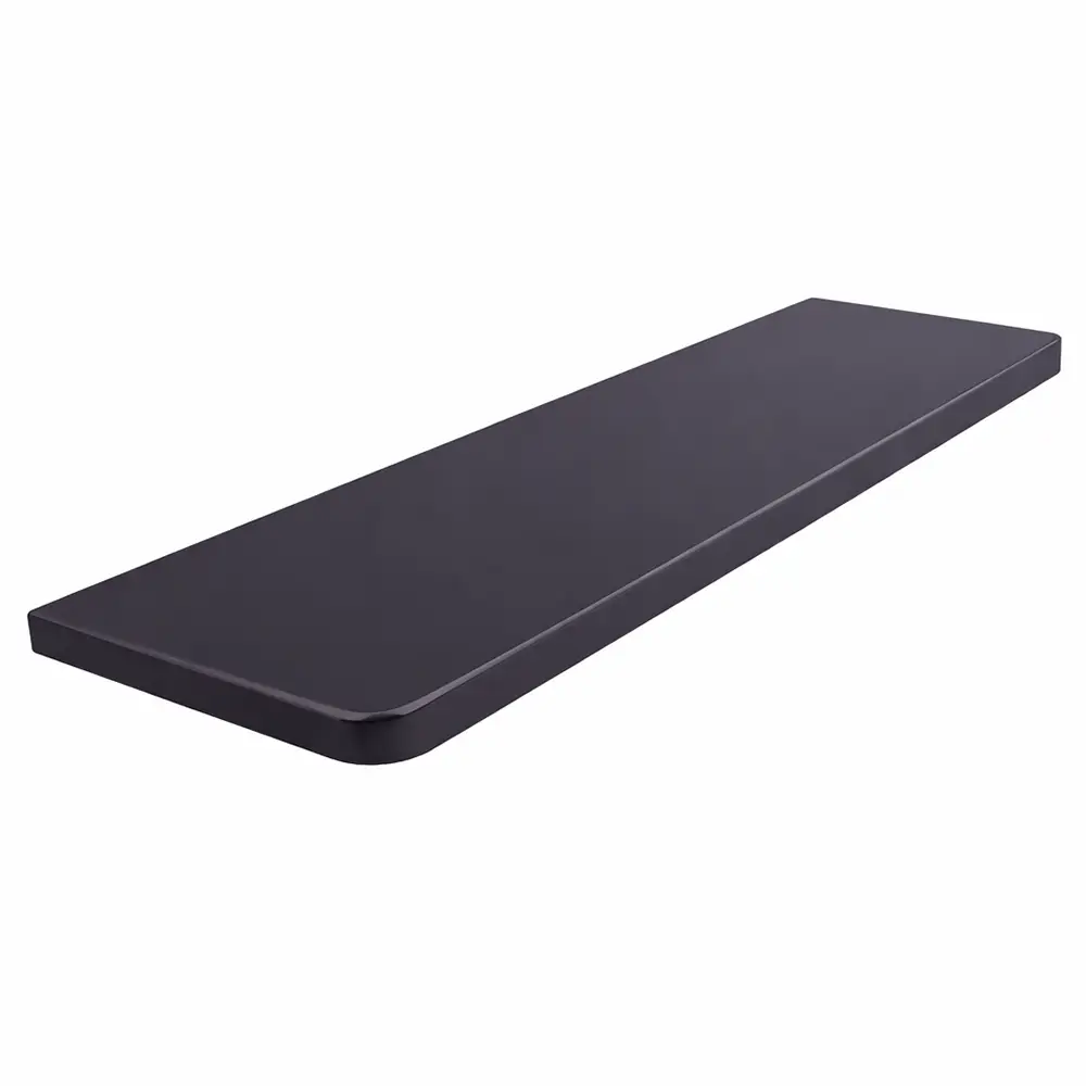 Wewnętrzny parapet MDF, lakierowany w kolorze Antracyt RAL 7016, z zaokrąglonymi narożnikami - widok produktu z tabelą danych technicznych.