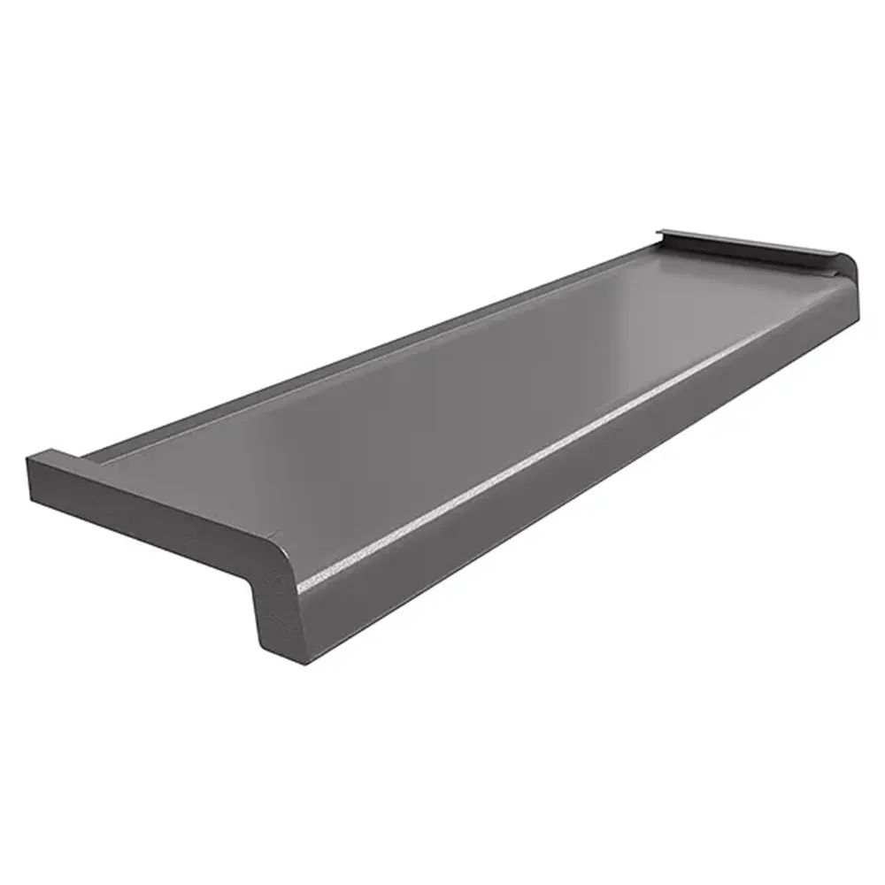 Stalowy parapet zewnętrzny Laminowany w kolorze Grafit z bocznymi zaślepkami.