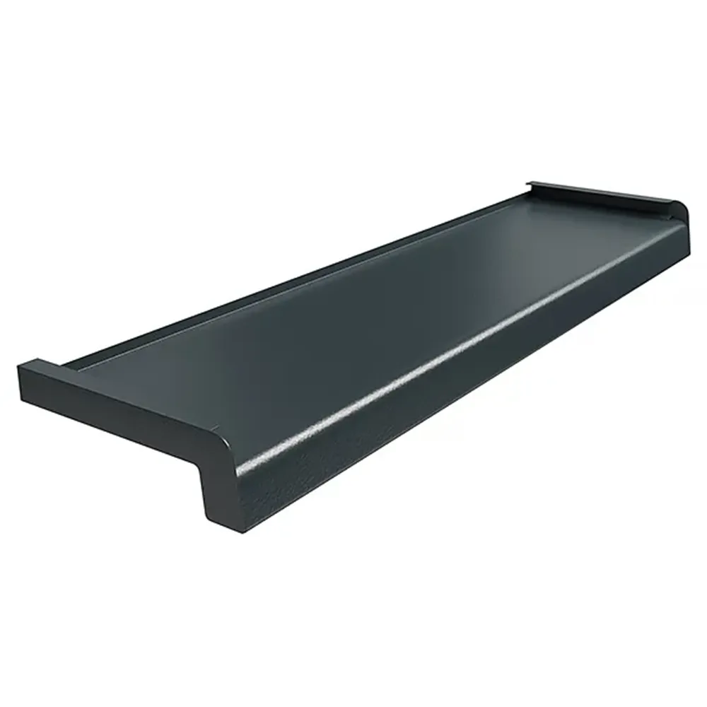 Stalowy parapet zewnętrzny Softline w kolorze Antracyt Struktura z bocznymi zaślepkami.